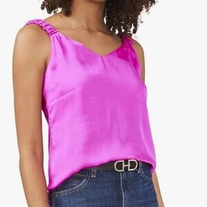 Sleek Fuchsia Camisole with Ruched Straps